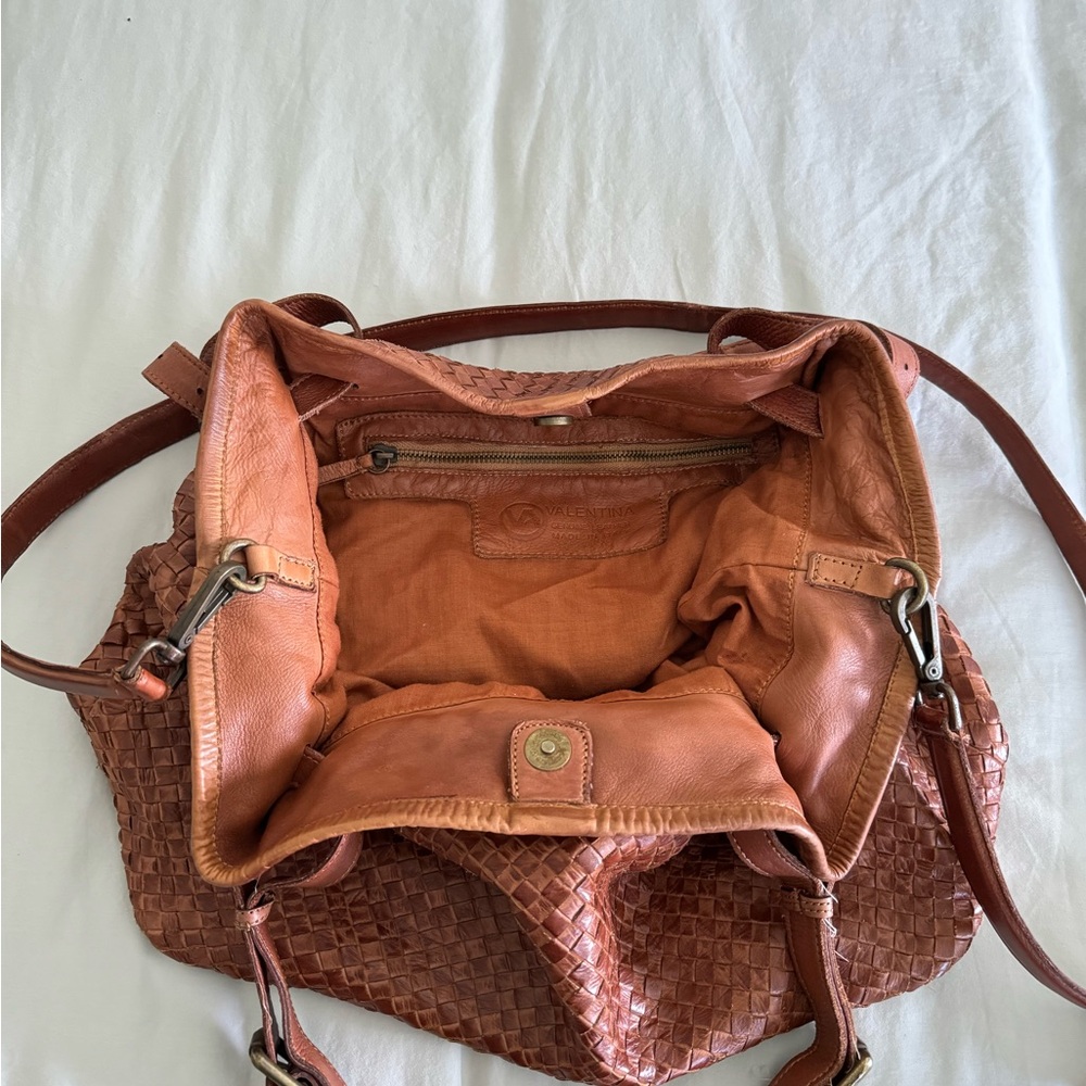 Valentina Woven Leather Tote Handbag - Picture 7 of 12